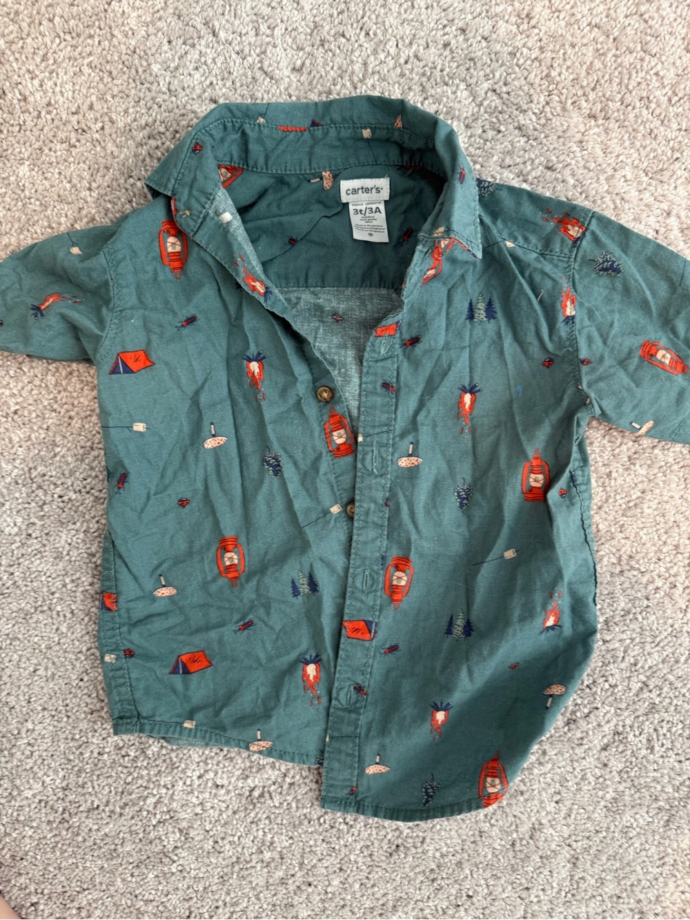 Carter's Teal Green Camp Print Button-Down Shirt